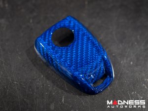 Alfa Romeo Giulia Key Fob Cover  - Carbon Fiber - Blue Candy Main/ Black Accents